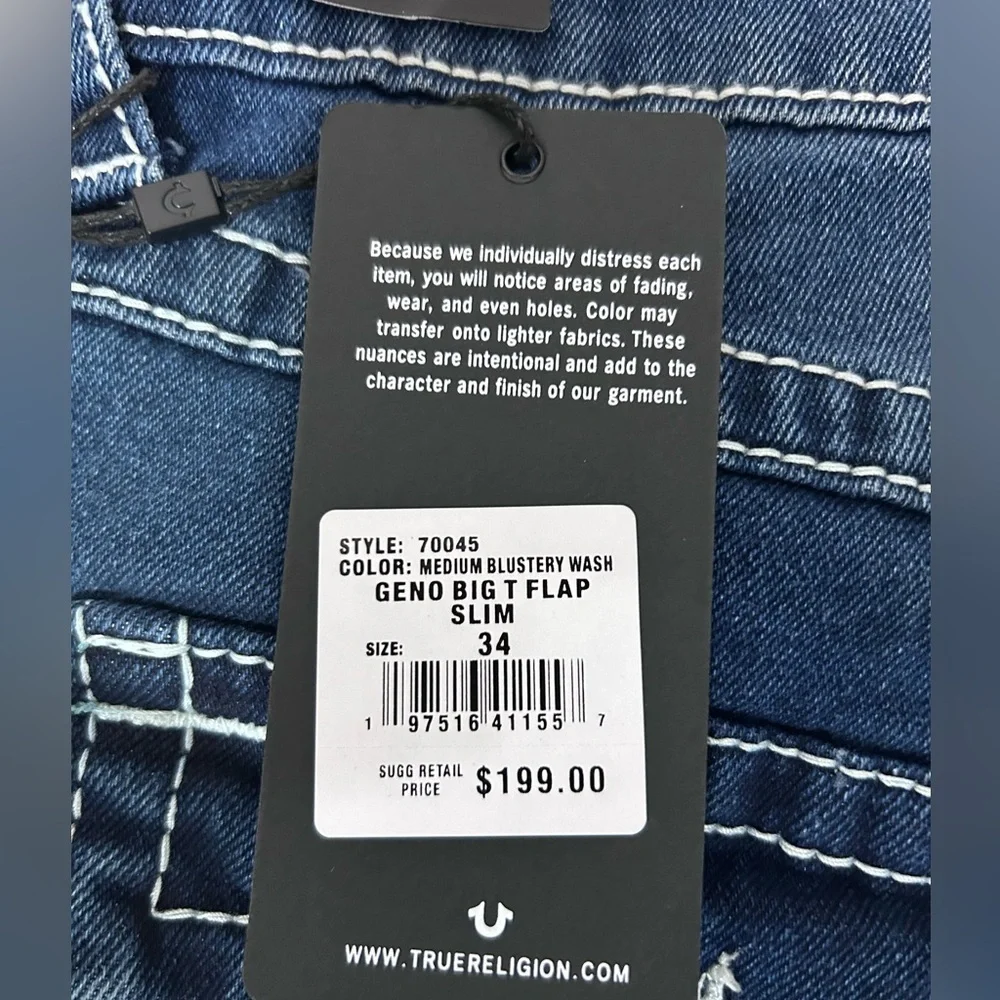 NWT TRUE RELIGION Geno Relaxed Slim Jean’s Men’s Size 34/32 Retail $199